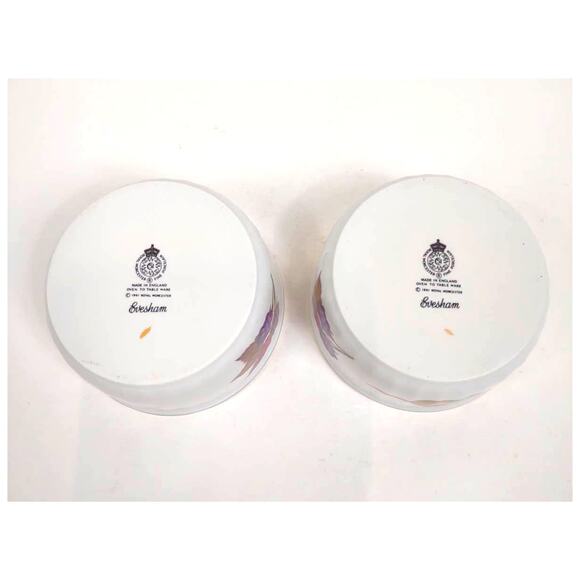 2 Vintage Royal Worcester Evesham Gold Ramekin Dishes Porcelain Berry Olive 60s - Picture 6 of 7